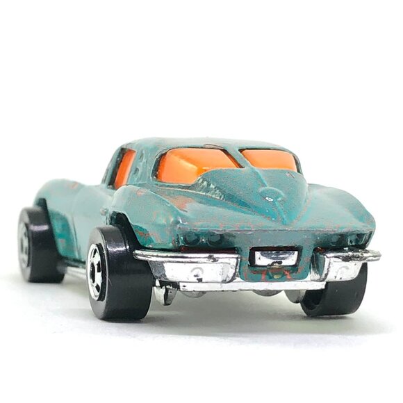 🦋 Hot Wheels Corvette Stingray split window 1979 teal blue orange crackle AS IS - Picture 8 of 16